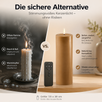 Deluxe Homeart LED Kerze mit Timerfunktion Karamell Braun