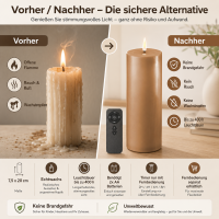Deluxe Homeart LED Kerze mit Timerfunktion Karamell Braun