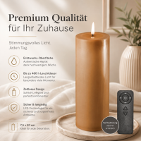 Deluxe Homeart LED Kerze mit Timerfunktion Karamell Braun