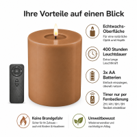 Deluxe Homeart LED Kerze mit Timerfunktion Karamell Braun
