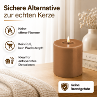 Deluxe Homeart LED Kerze mit Timerfunktion Karamell Braun