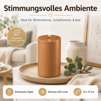 Deluxe Homeart LED Kerze mit Timerfunktion Karamell Braun