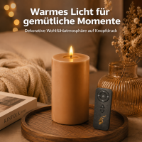 Deluxe Homeart LED Kerze mit Timerfunktion Karamell Braun