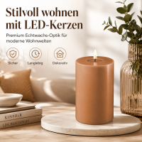 Deluxe Homeart LED Kerze mit Timerfunktion Karamell Braun