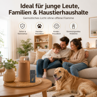 Deluxe Homeart LED Kerze mit Timerfunktion Karamell Braun