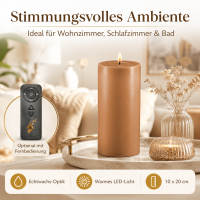 Deluxe Homeart LED Kerze mit Timerfunktion Karamell Braun