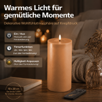 Deluxe Homeart LED Kerze mit Timerfunktion Karamell Braun