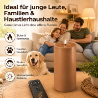 Deluxe Homeart LED Kerze mit Timerfunktion Karamell Braun