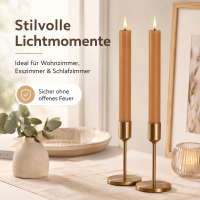 Deluxe Homeart LED Stabkerze mit Timerfunktion Karamell Braun