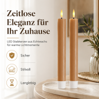 Deluxe Homeart LED Stabkerze mit Timerfunktion Karamell Braun