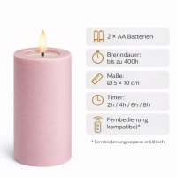 Deluxe Homeart LED Kerze mit Timerfunktion Hell Rosa