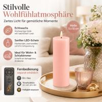 Deluxe Homeart LED Kerze mit Timerfunktion Hell Rosa