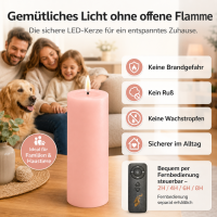 Deluxe Homeart LED Kerze mit Timerfunktion Hell Rosa