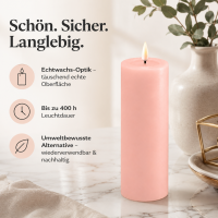 Deluxe Homeart LED Kerze mit Timerfunktion Hell Rosa