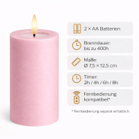 Deluxe Homeart LED Kerze mit Timerfunktion Hell Rosa