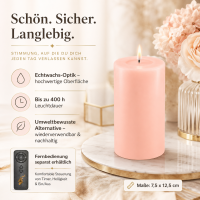 Deluxe Homeart LED Kerze mit Timerfunktion Hell Rosa