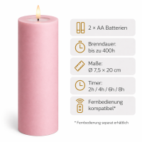 Deluxe Homeart LED Kerze mit Timerfunktion Hell Rosa