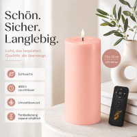 Deluxe Homeart LED Kerze mit Timerfunktion Hell Rosa