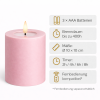 Deluxe Homeart LED Kerze mit Timerfunktion Hell Rosa