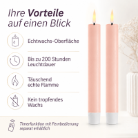 Deluxe Homeart LED Stabkerze mit Timerfunktion Hell Rosa