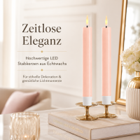 Deluxe Homeart LED Stabkerze mit Timerfunktion Hell Rosa