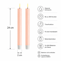 Deluxe Homeart LED Stabkerze mit Timerfunktion Hell Rosa