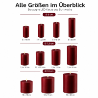 LED Kerze mit Timerfunktion Burgogne Dunkel Rot