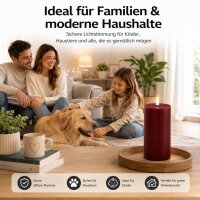 Deluxe Homeart LED Kerze mit Timerfunktion Burgogne Dunkel Rot