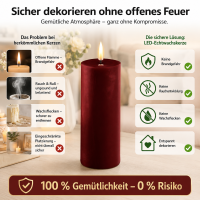 Deluxe Homeart LED Kerze mit Timerfunktion Burgogne Dunkel Rot
