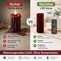 Deluxe Homeart LED Kerze mit Timerfunktion Burgogne Dunkel Rot