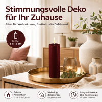 Deluxe Homeart LED Kerze mit Timerfunktion Burgogne Dunkel Rot
