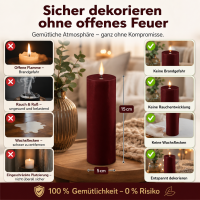 Deluxe Homeart LED Kerze mit Timerfunktion Burgogne Dunkel Rot