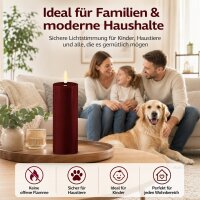 Deluxe Homeart LED Kerze mit Timerfunktion Burgogne Dunkel Rot