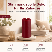 Deluxe Homeart LED Kerze mit Timerfunktion Burgogne Dunkel Rot