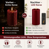 Deluxe Homeart LED Kerze mit Timerfunktion Burgogne Dunkel Rot