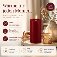 Deluxe Homeart LED Kerze mit Timerfunktion Burgogne Dunkel Rot