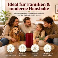 Deluxe Homeart LED Kerze mit Timerfunktion Burgogne Dunkel Rot