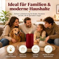 Deluxe Homeart LED Kerze mit Timerfunktion Burgogne Dunkel Rot