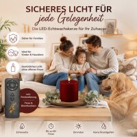 Deluxe Homeart LED Kerze mit Timerfunktion Burgogne Dunkel Rot