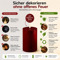 Deluxe Homeart LED Kerze mit Timerfunktion Burgogne Dunkel Rot
