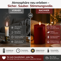 Deluxe Homeart LED Kerze mit Timerfunktion Burgogne Dunkel Rot