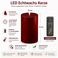 Deluxe Homeart LED Kerze mit Timerfunktion Burgogne Dunkel Rot