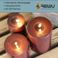 Deluxe Homeart LED Kerze mit Timerfunktion Burgogne Dunkel Rot