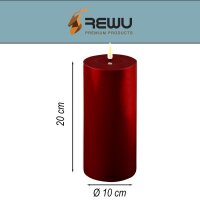 Deluxe Homeart LED Kerze mit Timerfunktion Burgogne Dunkel Rot