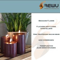 Deluxe Homeart LED Kerze mit Timerfunktion Burgogne Dunkel Rot