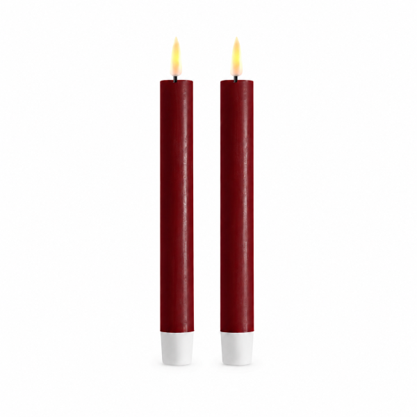 Deluxe Homeart LED Stabkerze mit Timerfunktion Burgogne Dunkel Rot