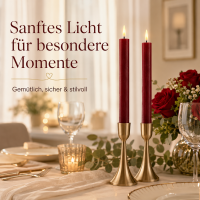 Deluxe Homeart LED Stabkerze mit Timerfunktion Burgogne Dunkel Rot
