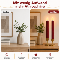 Deluxe Homeart LED Stabkerze mit Timerfunktion Burgogne Dunkel Rot