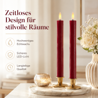Deluxe Homeart LED Stabkerze mit Timerfunktion Burgogne Dunkel Rot