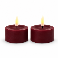 Deluxe Homeart Teelicht 2er Set mit Timerfunktion Burgogne Dunkel Rot